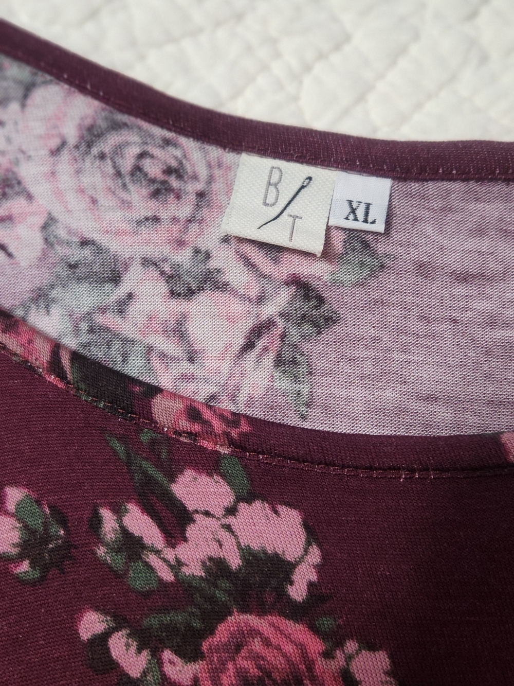 BYTAVI Floral Long Sleeve Dress in Burgundy and Pink
